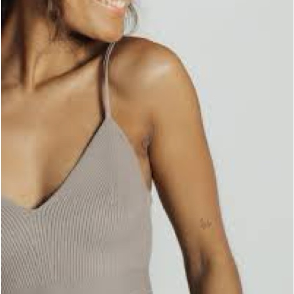 Zara Taupe Ribbed Knit cropped Top